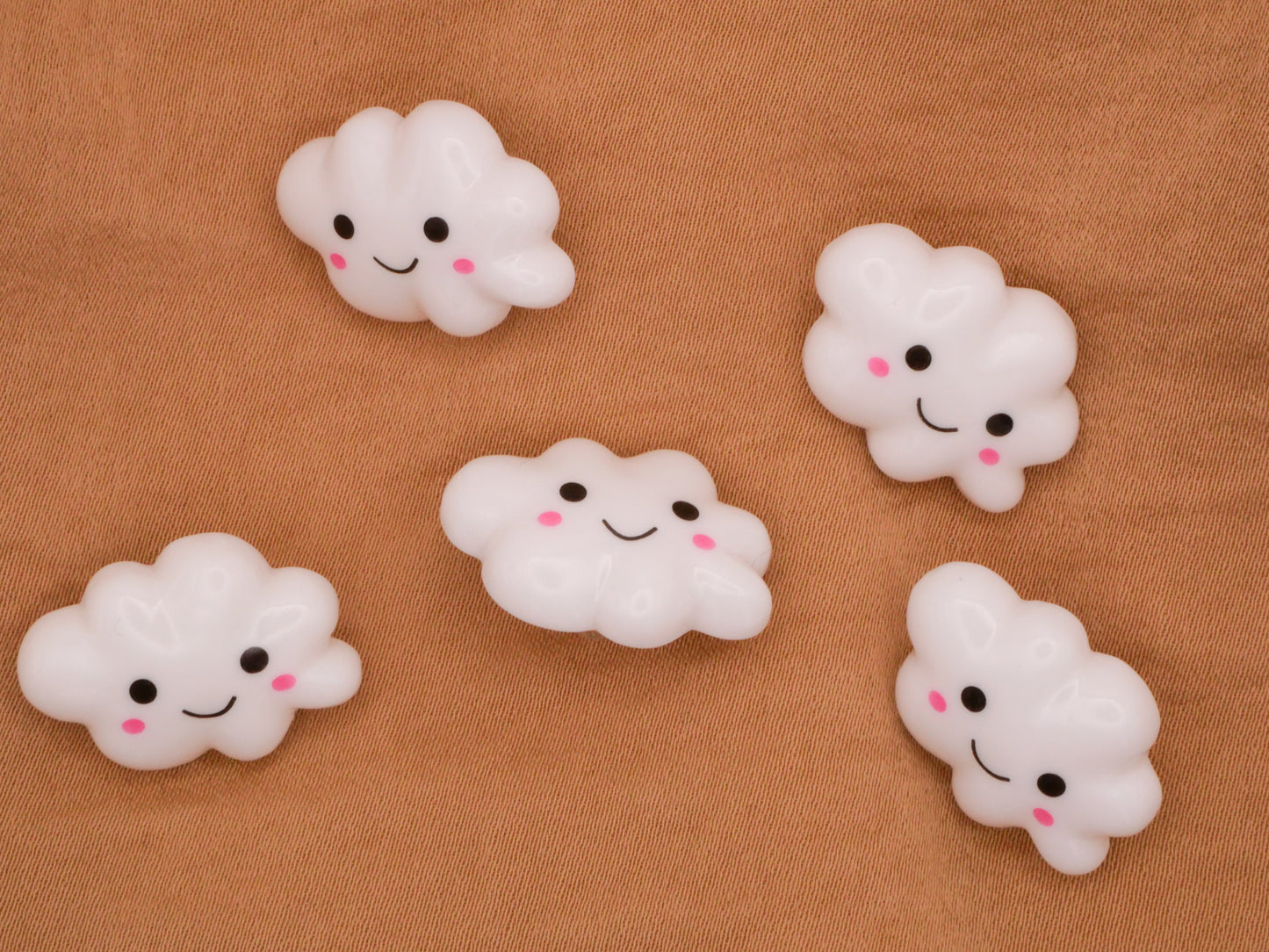 Puffy White Cloud Smiling Face Plastic Button 15x21mm