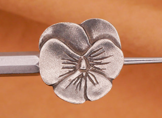 Danforth Pewter Pansy Flower Back Mark Metal Button 17mm