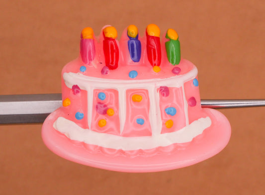 Birthday Unbirthday Cake Pink Plastic Food Button 23x30mm