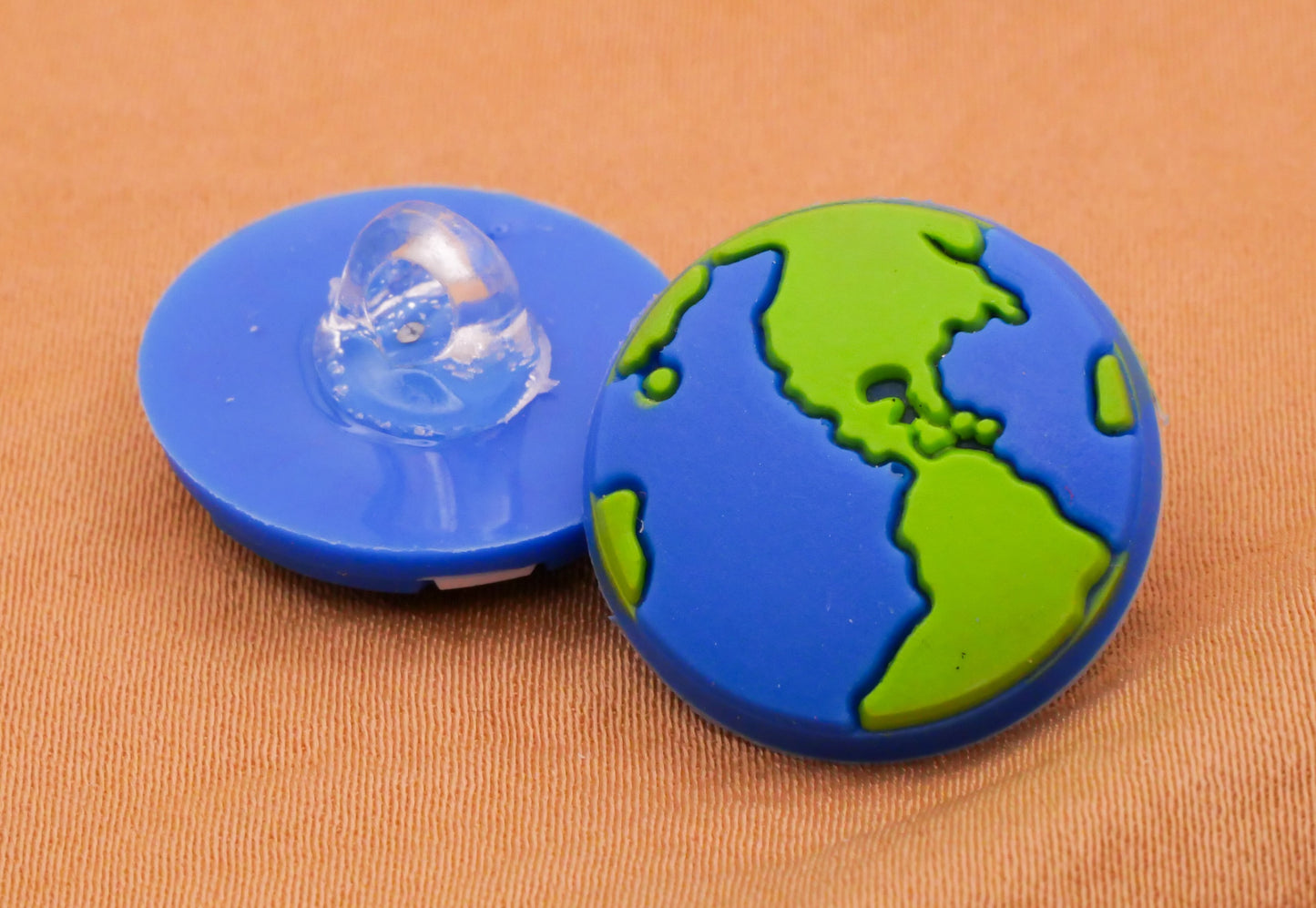 Earth Globe Blue Green Soft Plastic Button Various 18mm