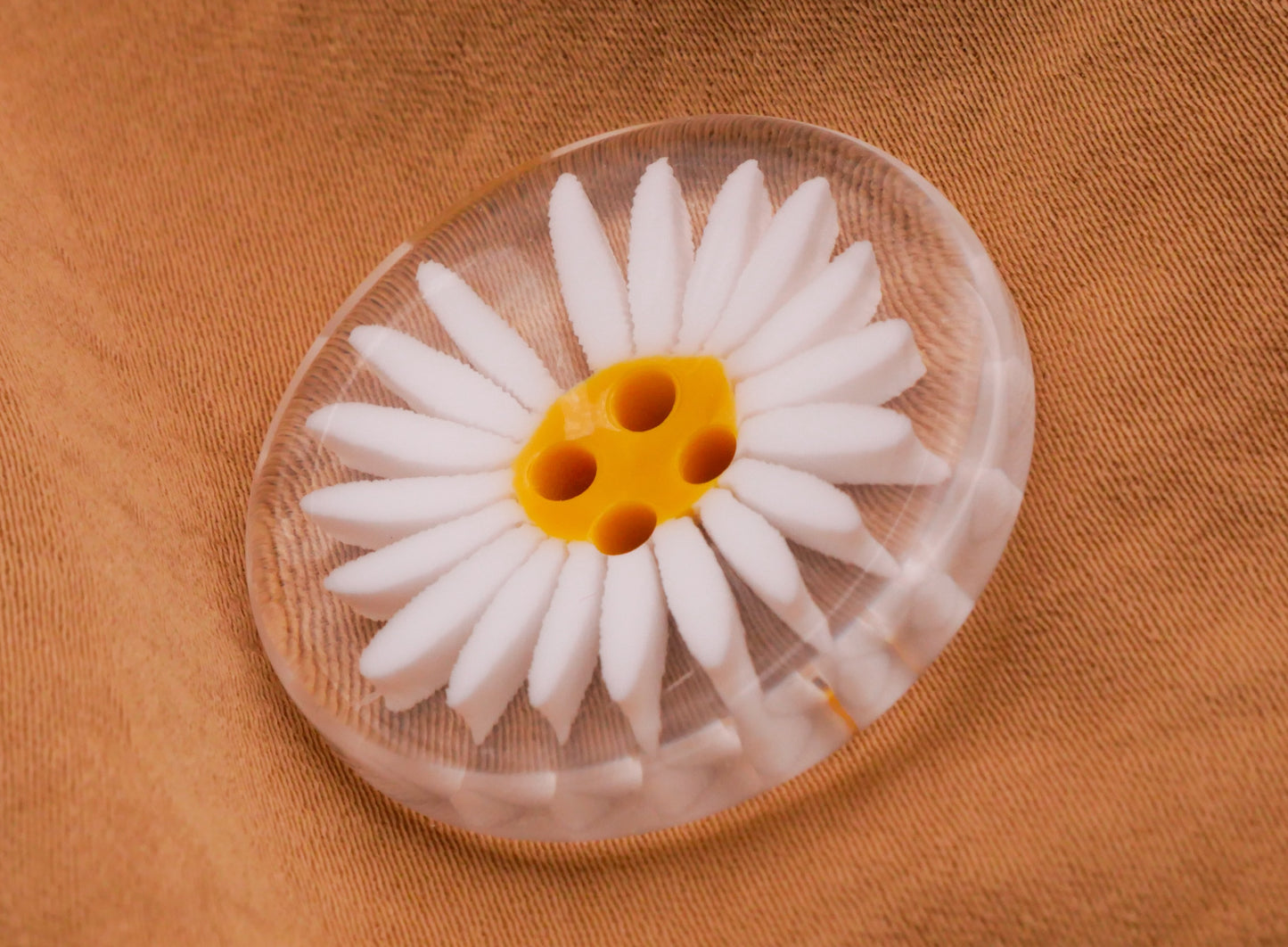 Daisy He Loves Me White Translucent Plastic Sew-Thru Set of Three Buttons 30mm