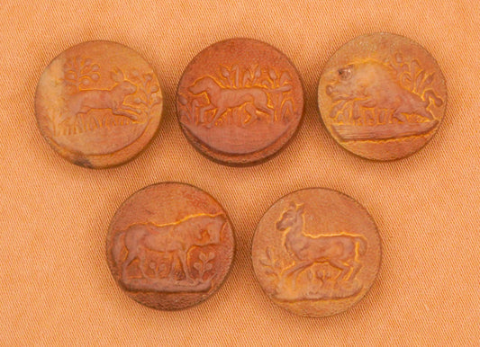 Animal Wood Hunting Sporting Rabbit Horse Dog Antique Buttons 16mm