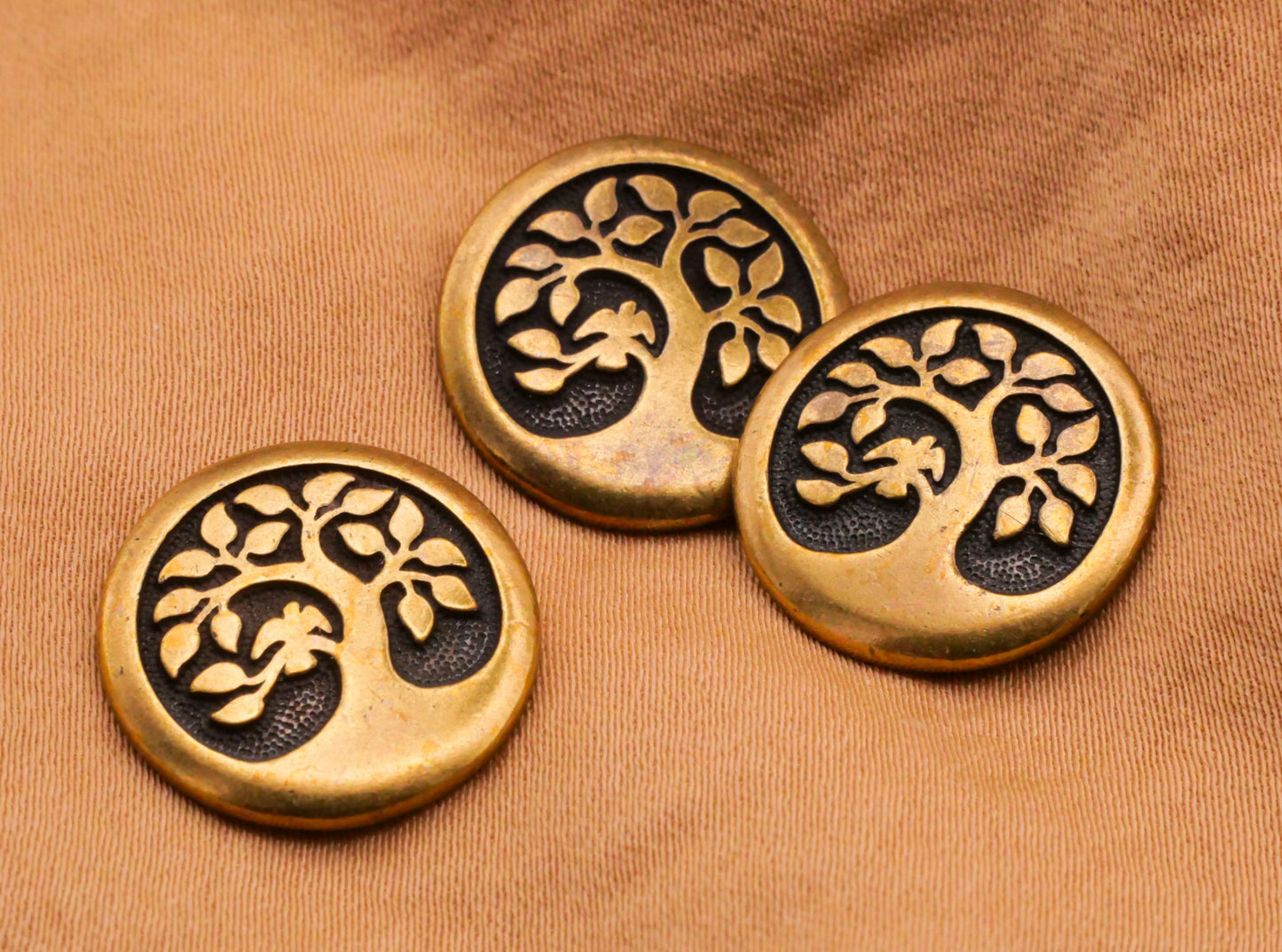 Tree of Life Bird Gold Brass Bronze Metal Button 16mm