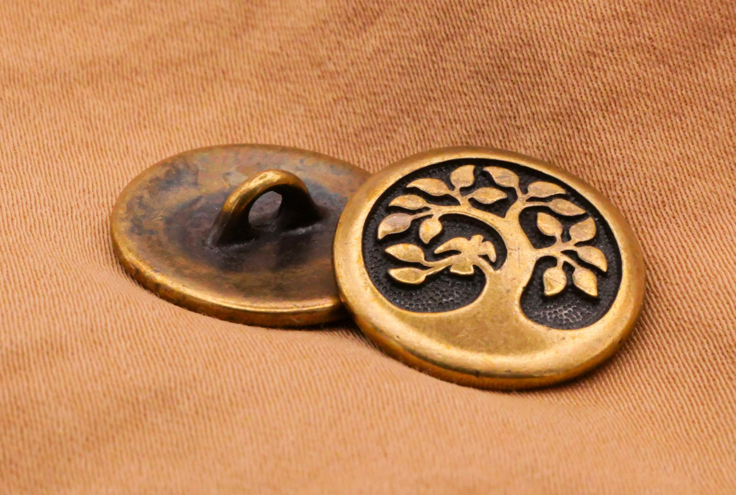 Tree of Life Bird Gold Brass Bronze Metal Button 16mm