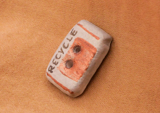 Recycle Aluminum Can Ceramic Sew-Thru DJR Button 11x18mm