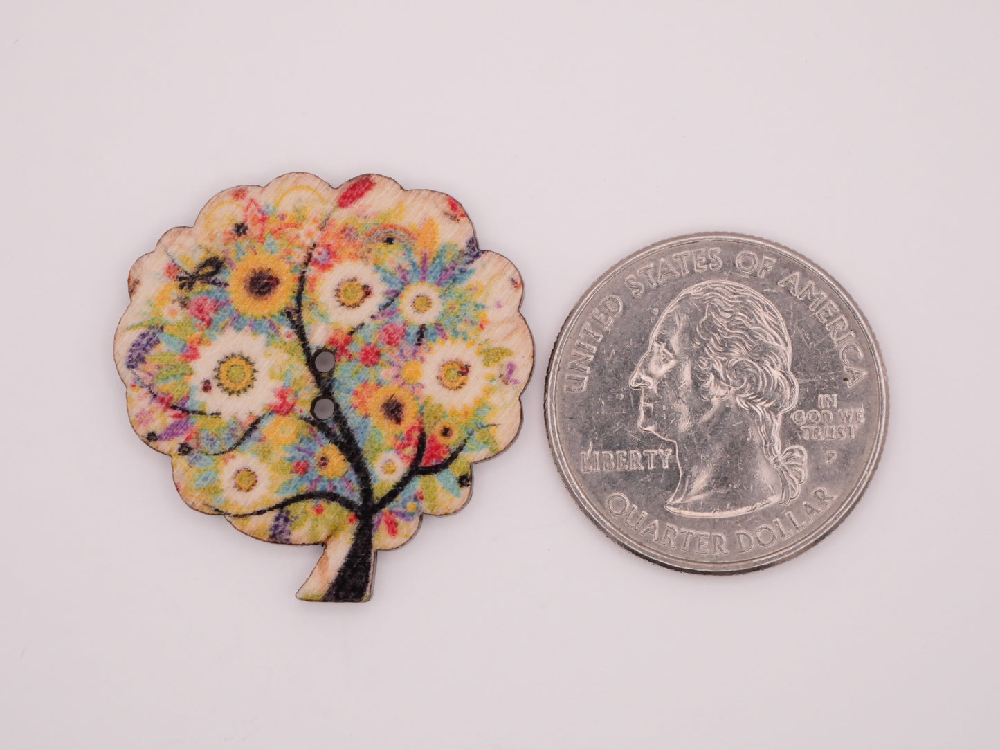 Tree Seasons Colorful Foliage Wood Sew-Thru Set of Four Buttons Various 29x30mm