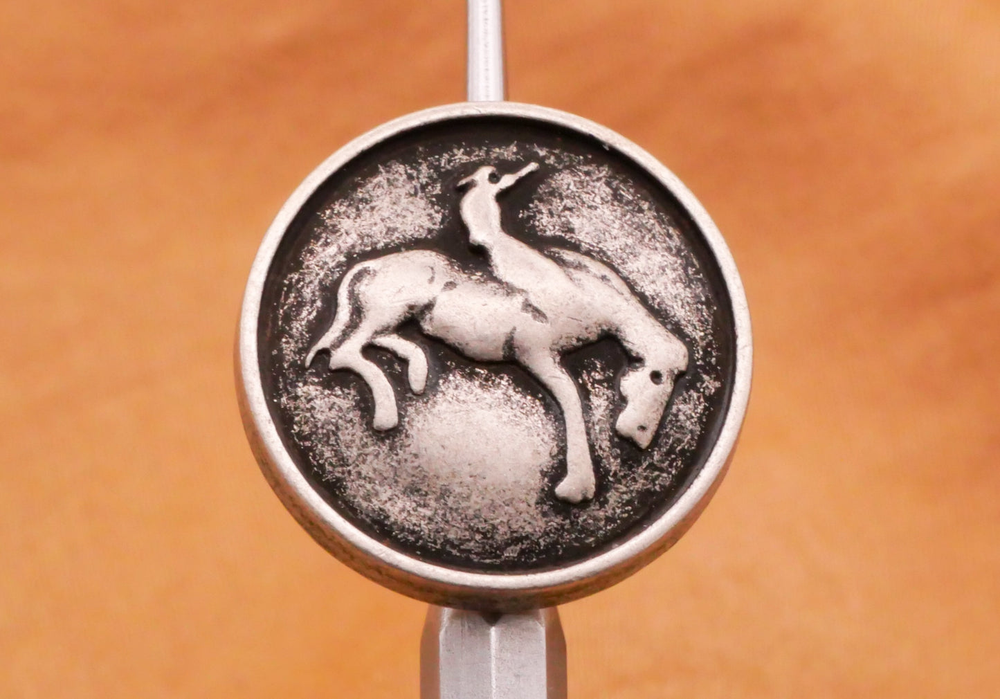 Rodeo Cowboy Horse Antiqued Silver Metal Button 18mm