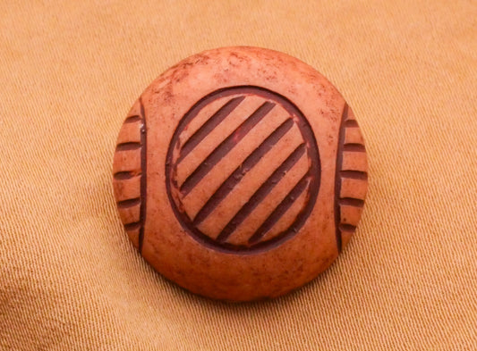 Carved Clay Look Half Dome Vintage Plastic Button 21mm