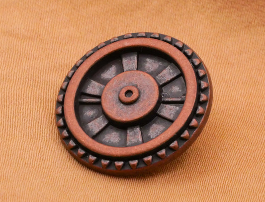 Wagon Wheel Copper Bronze Metal Button 23mm