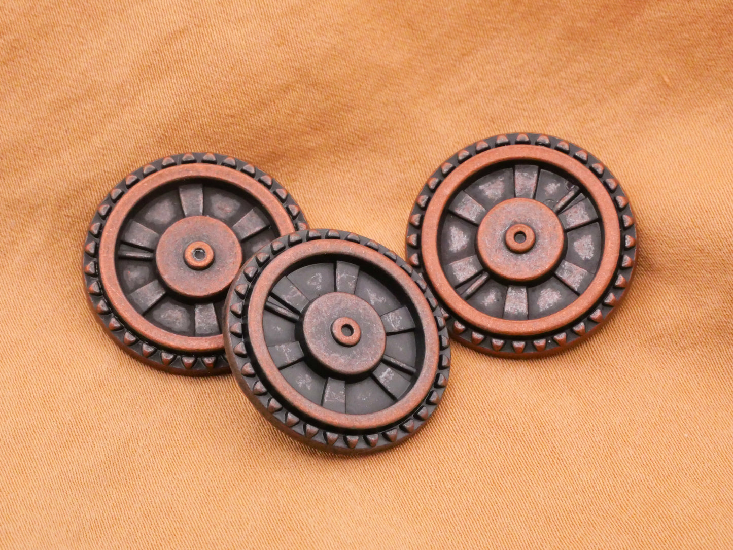 Wagon Wheel Copper Bronze Metal Button 23mm