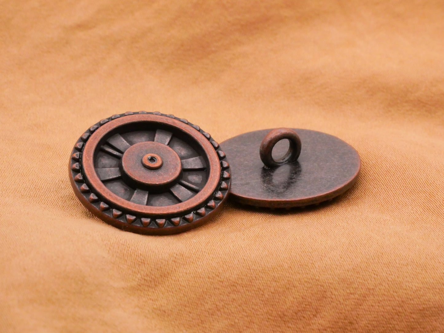 Wagon Wheel Copper Bronze Metal Button 23mm