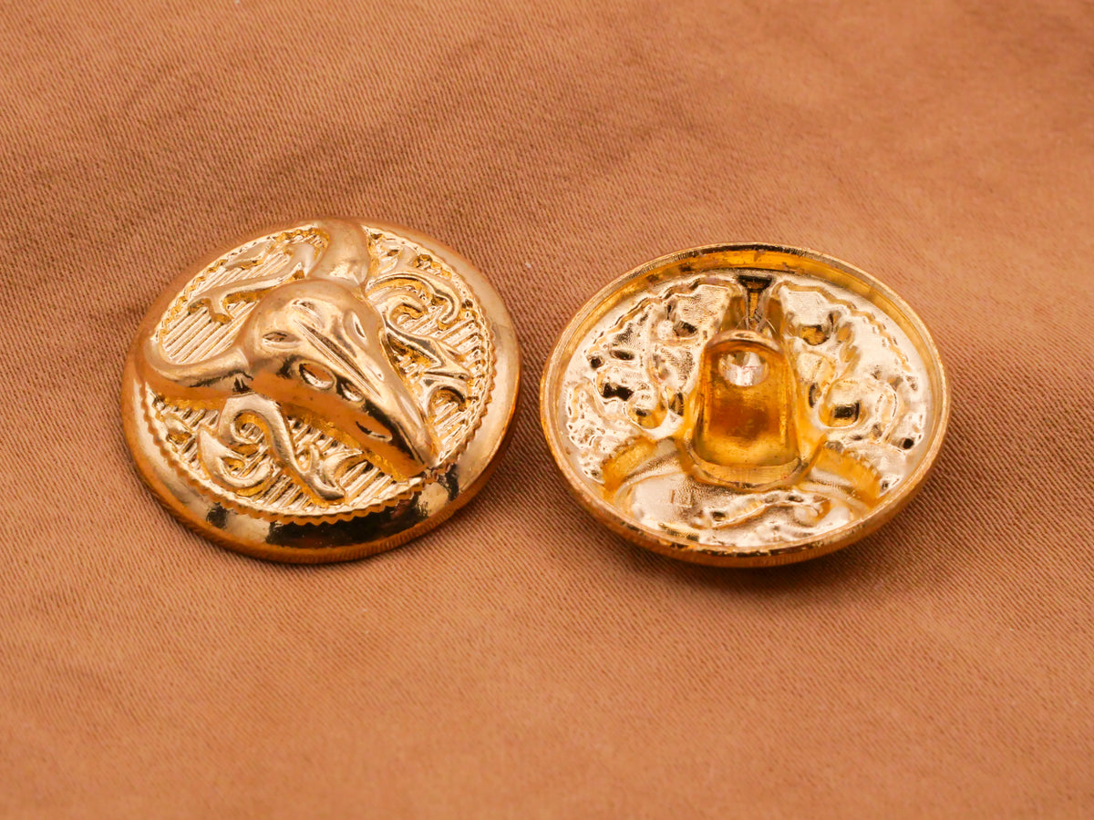 Bullship Button Bull Steer Bovine Skull Shiny Gold Metal Button 22mm – Button Button