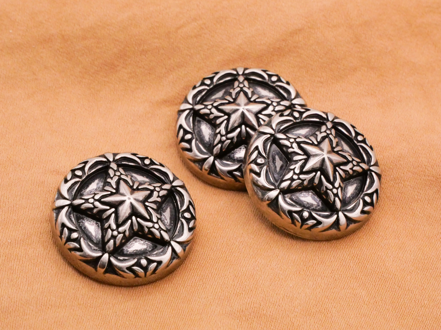 Star Western Design Antiqued Silver Gold Brass Metal Button Various 23mm