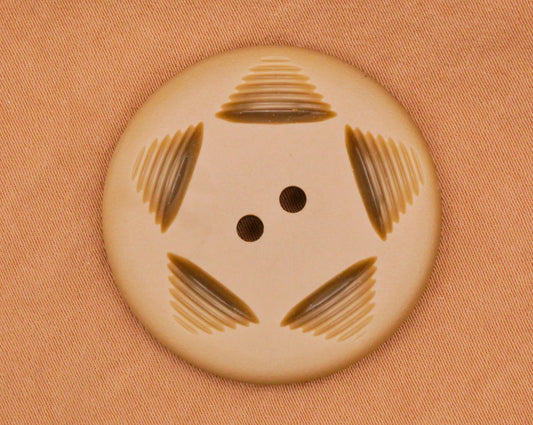 Star Machine Carved Tan Vintage Plastic Button 34mm