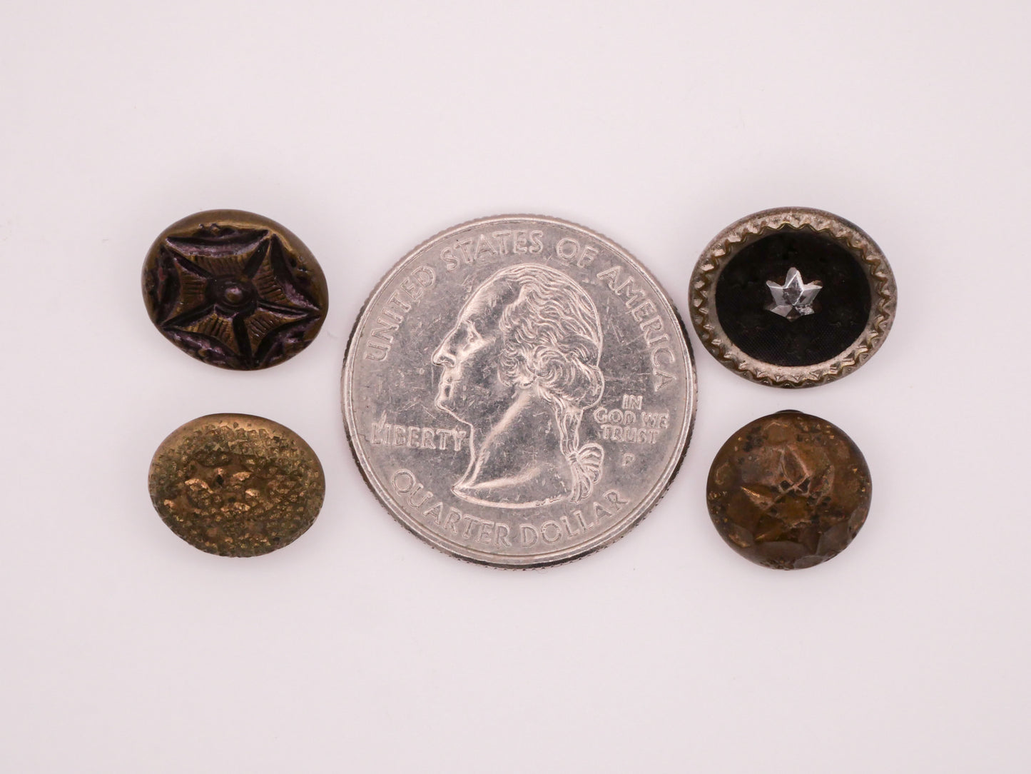 Star Victorian Metal Button Steel Cut Tinted Gilt Antique Button Various 11-14mm