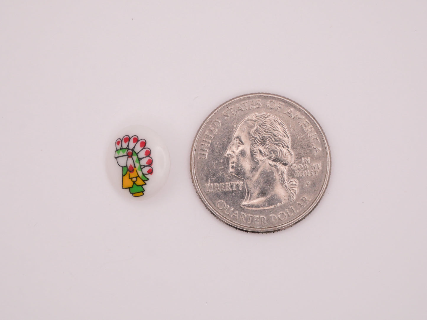 Native American Indian Chief Red Green Yellow Kids Plastic Button 13mm