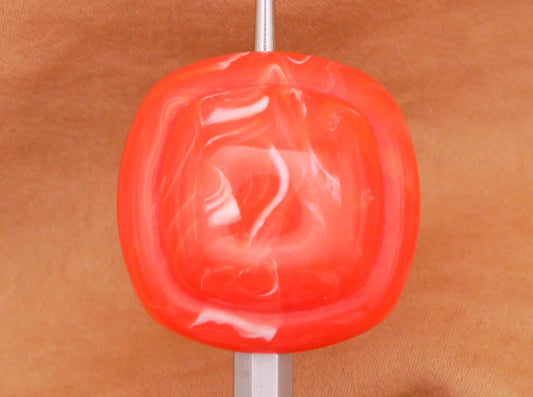 Coral Marbled Vintage Plastic Rounded Square Button 24mm