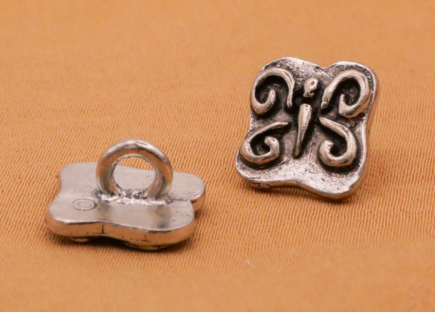 Butterfly Pewter Look Insect Small Button 11x12mm