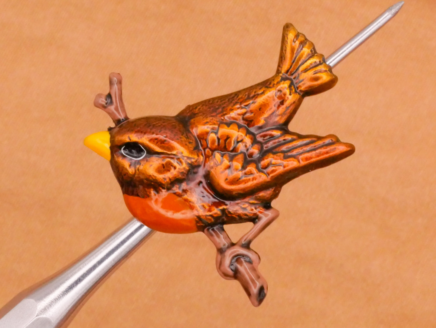 Hand-Painted Metal Bird Robin Birdhouse Button Various 14-21mm