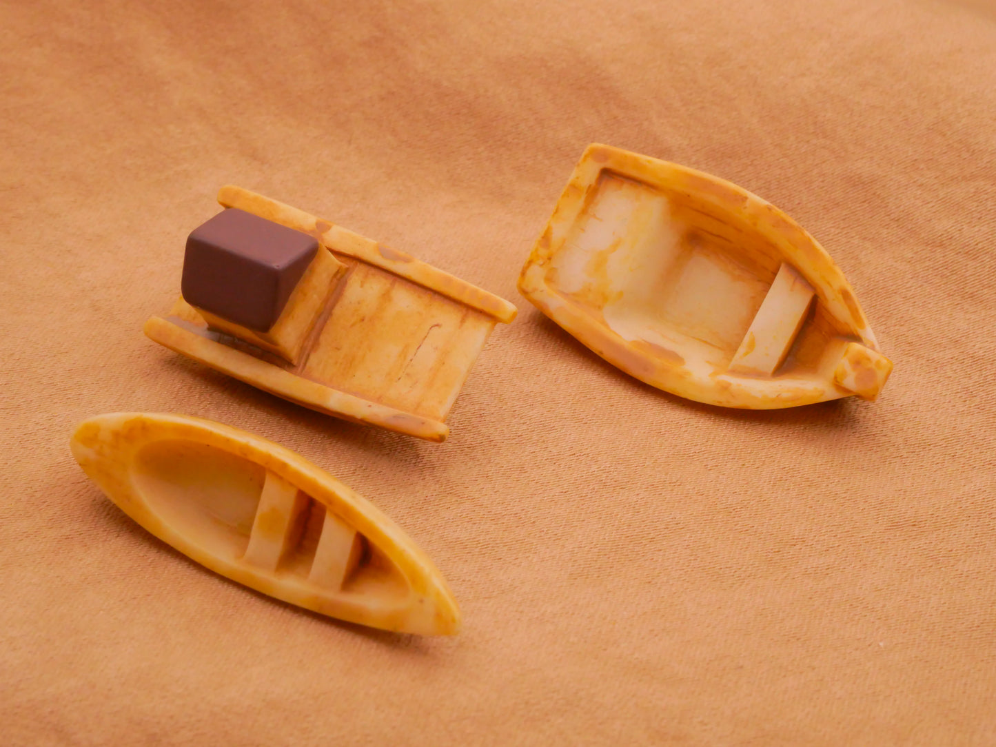 Boat Sampan Looks Like Wood Plastic Set of Three Buttons Various 10-33mm