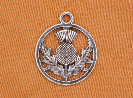 Thistle Charm Double-Sided Antiqued Silver Metal Set of Five 16x19mm