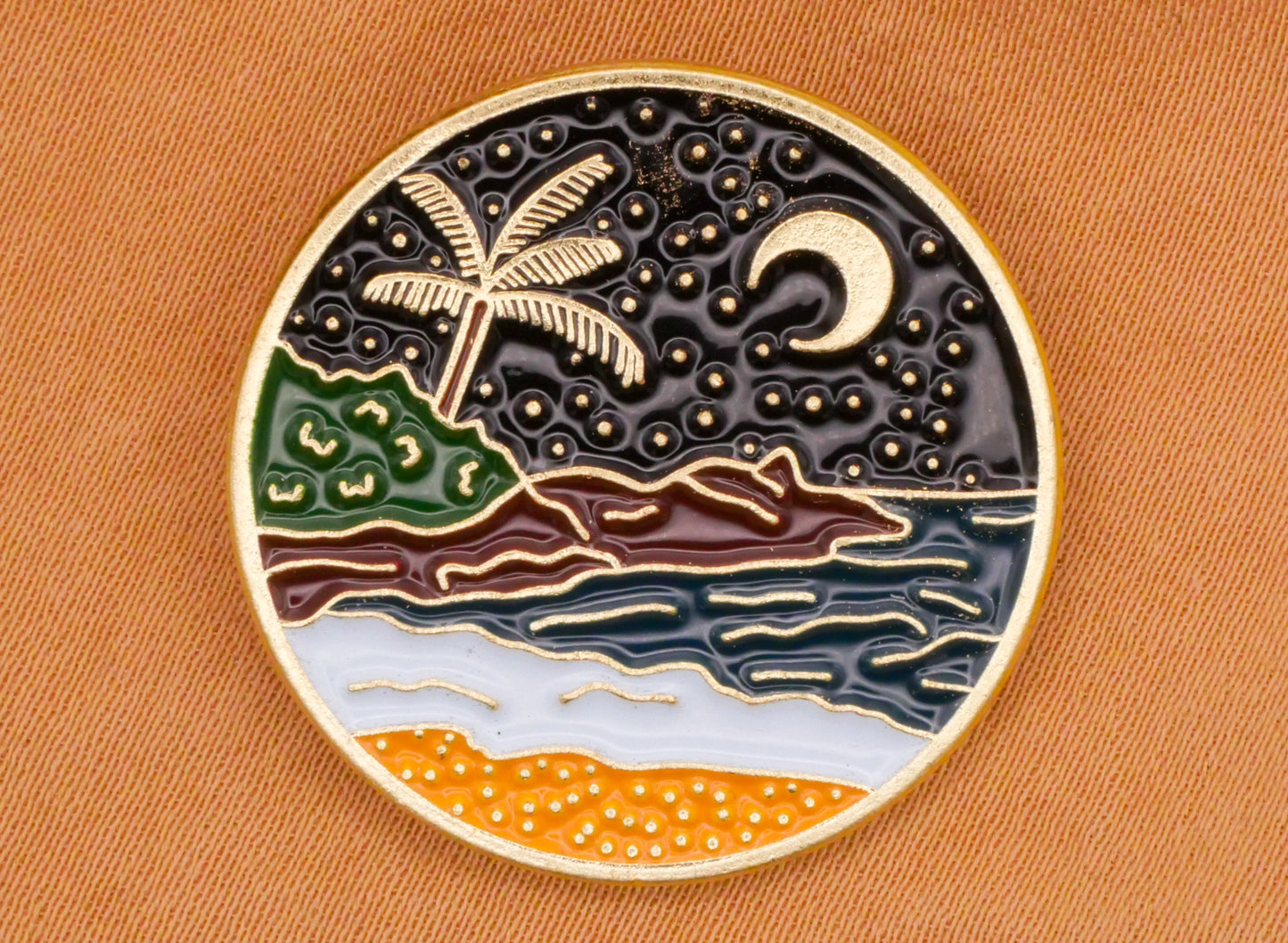 Travel Landscape Moon Enamel Gold Metal Button Various 26mm