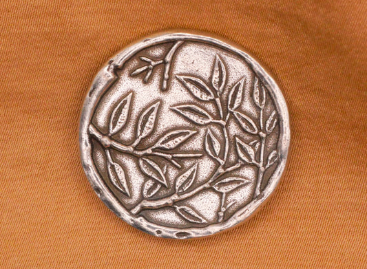 Danforth Pewter Bamboo Leaves Back Mark Metal Button 26mm