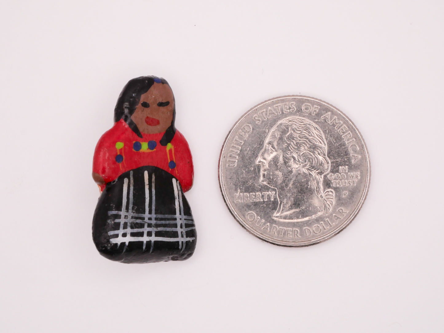 South American Woman Hand-Painted Stoneware Button Various 18x29mm