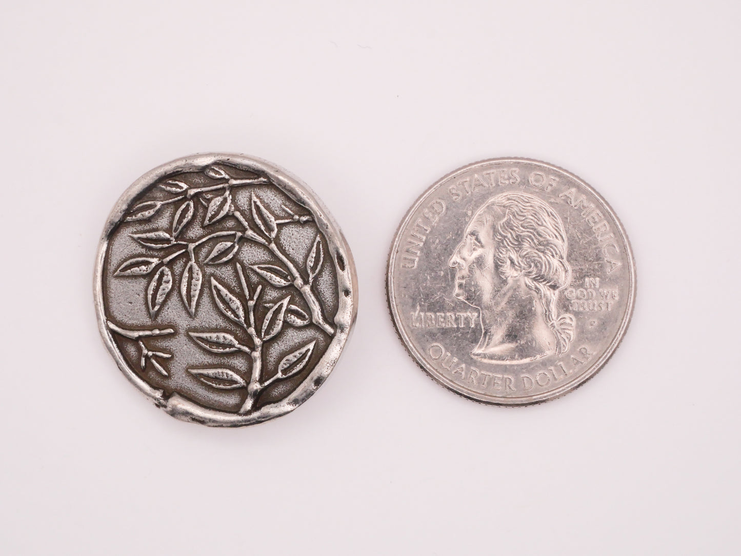 Danforth Pewter Bamboo Leaves Back Mark Metal Button 26mm