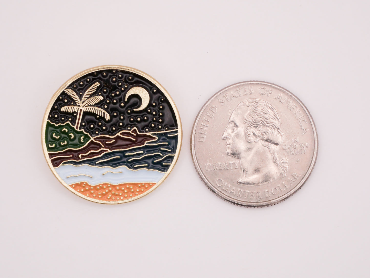 Travel Landscape Moon Enamel Gold Metal Button Various 26mm