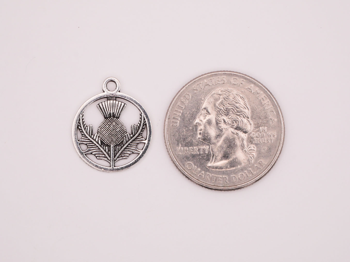 Thistle Charm Double-Sided Antiqued Silver Metal Set of Five 16x19mm