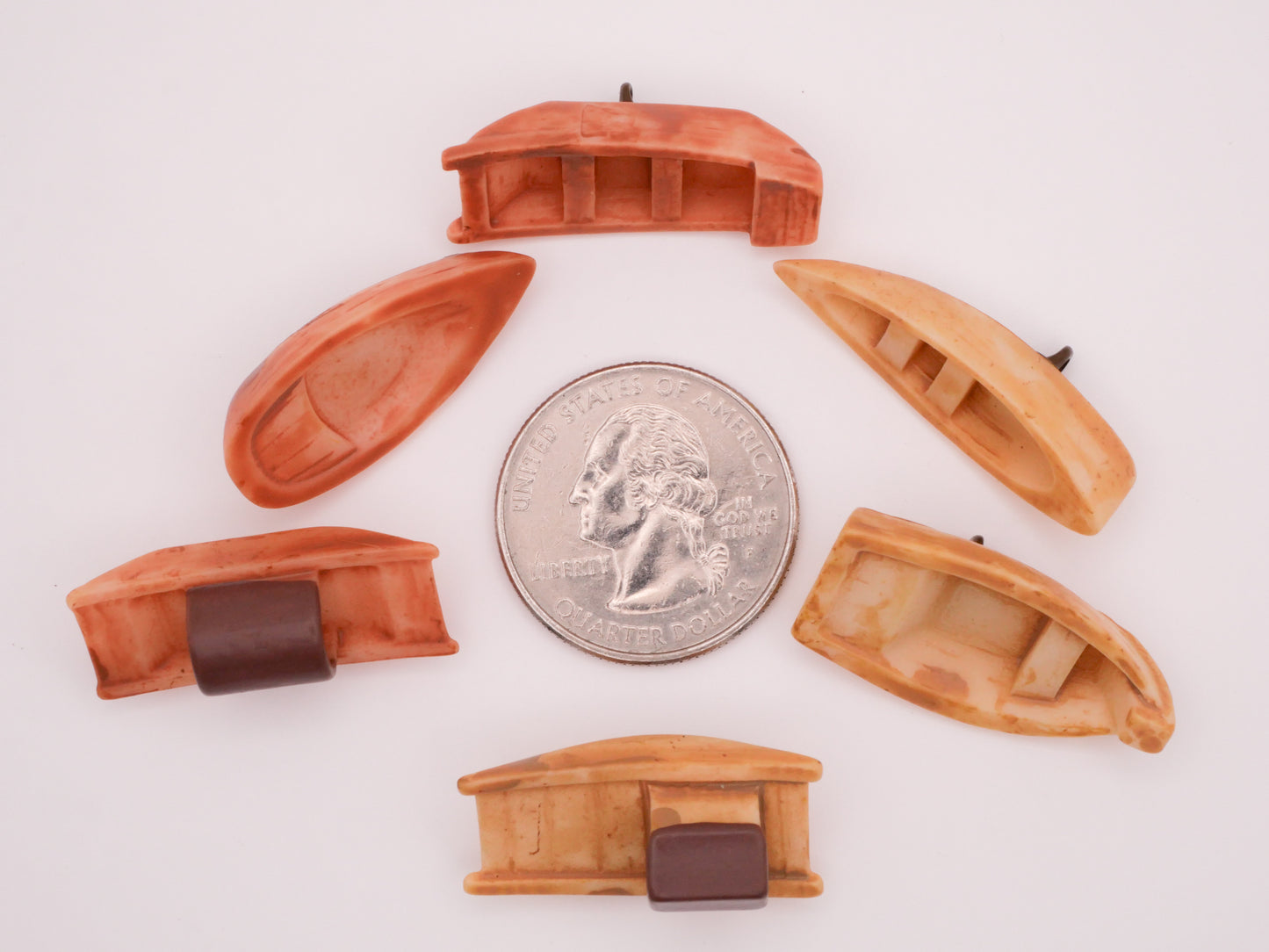 Boat Sampan Looks Like Wood Plastic Set of Three Buttons Various 10-33mm