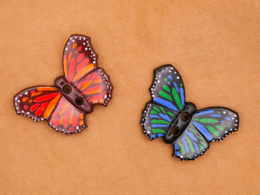 Butterfly Colorful Detailed Plastic Sew-Thru Button Various 20x28mm