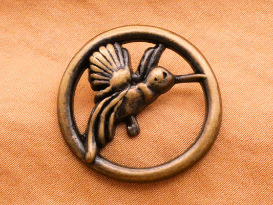 Hummingbird Circle Nicky Epstein Bronze Metal Back Mark Button 26mm