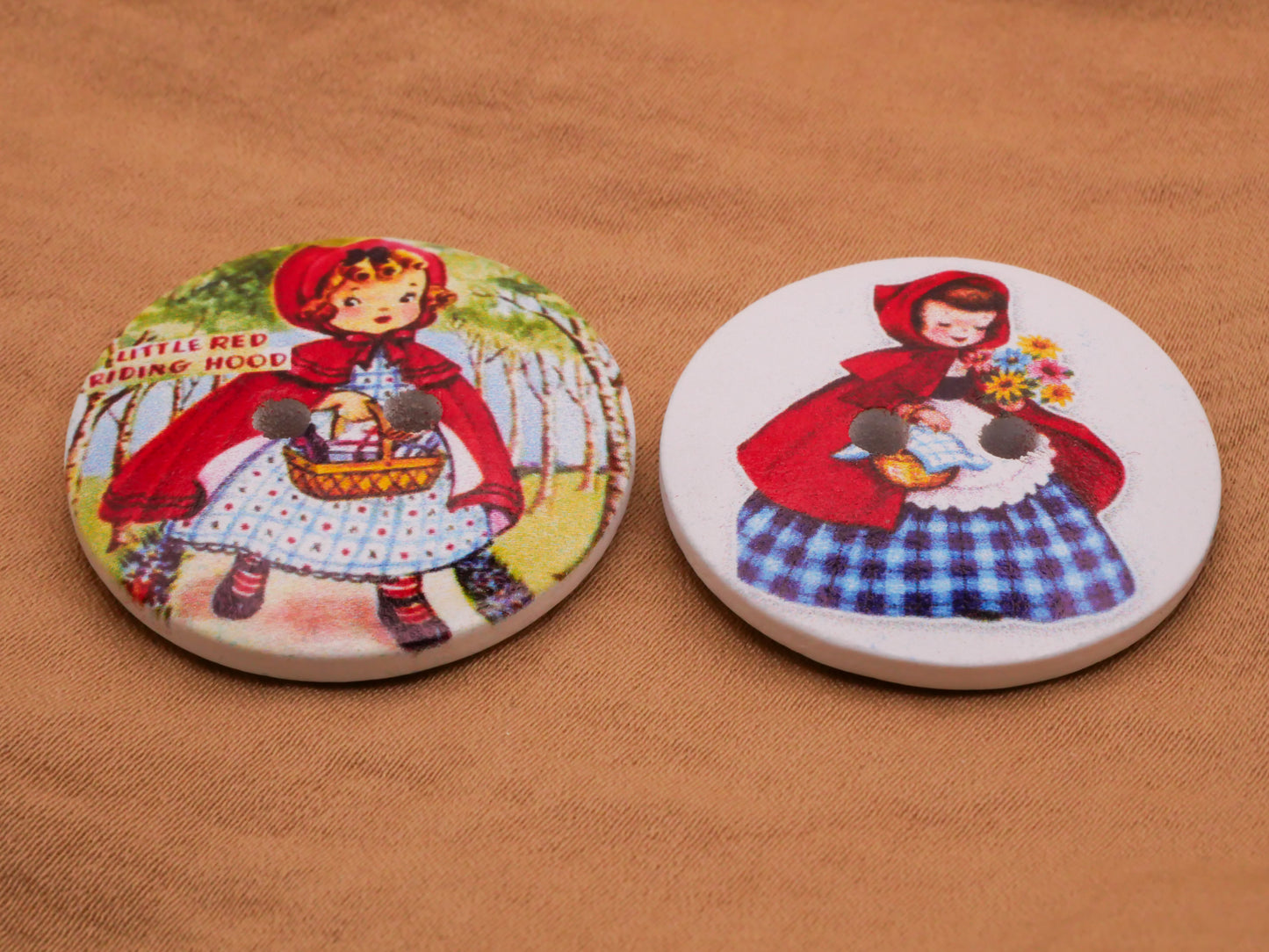 Little Red Riding Hood Wood Storybook Button Various 29mm