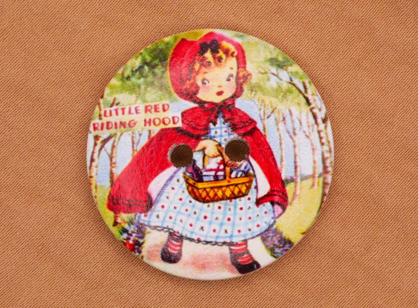 Little Red Riding Hood Wood Storybook Button Various 29mm