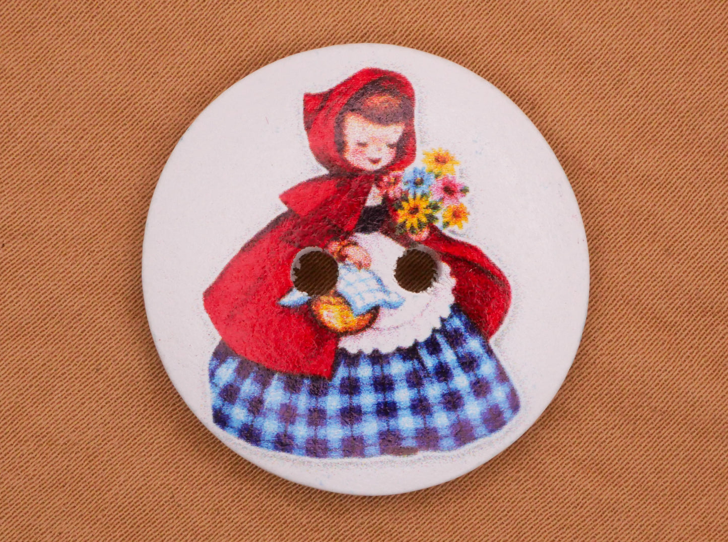 Little Red Riding Hood Wood Storybook Button Various 29mm