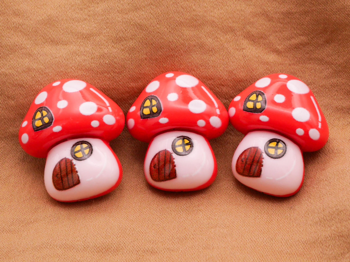 Mushroom Fairy House Red Kids Plastic Button 20x23mm