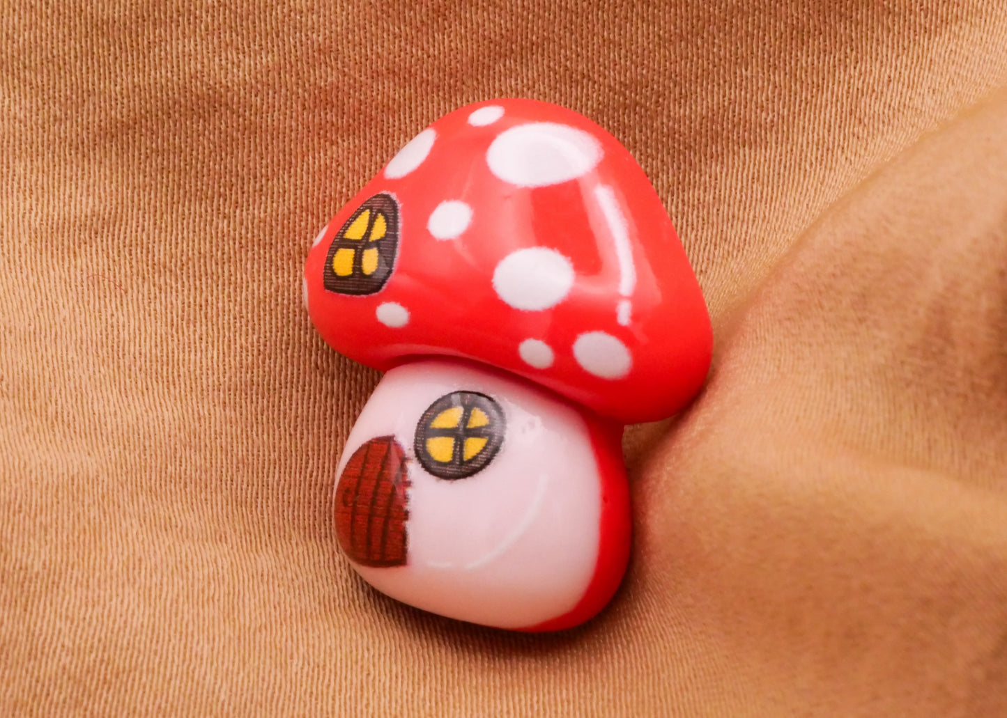 Mushroom Fairy House Red Kids Plastic Button 20x23mm