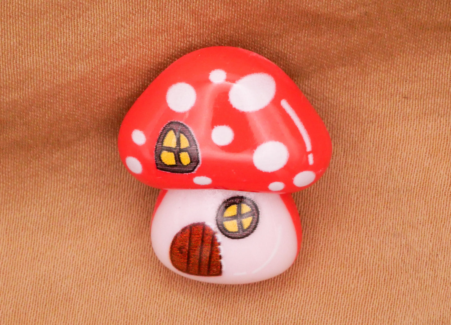 Mushroom Fairy House Red Kids Plastic Button 20x23mm