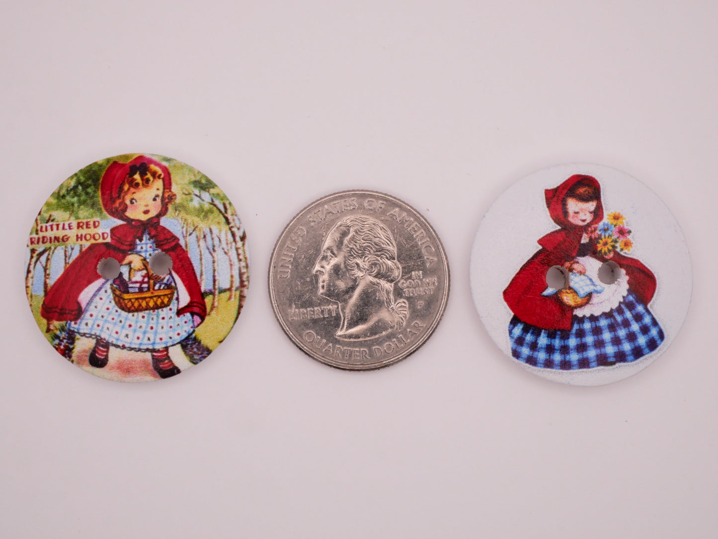 Little Red Riding Hood Wood Storybook Button Various 29mm