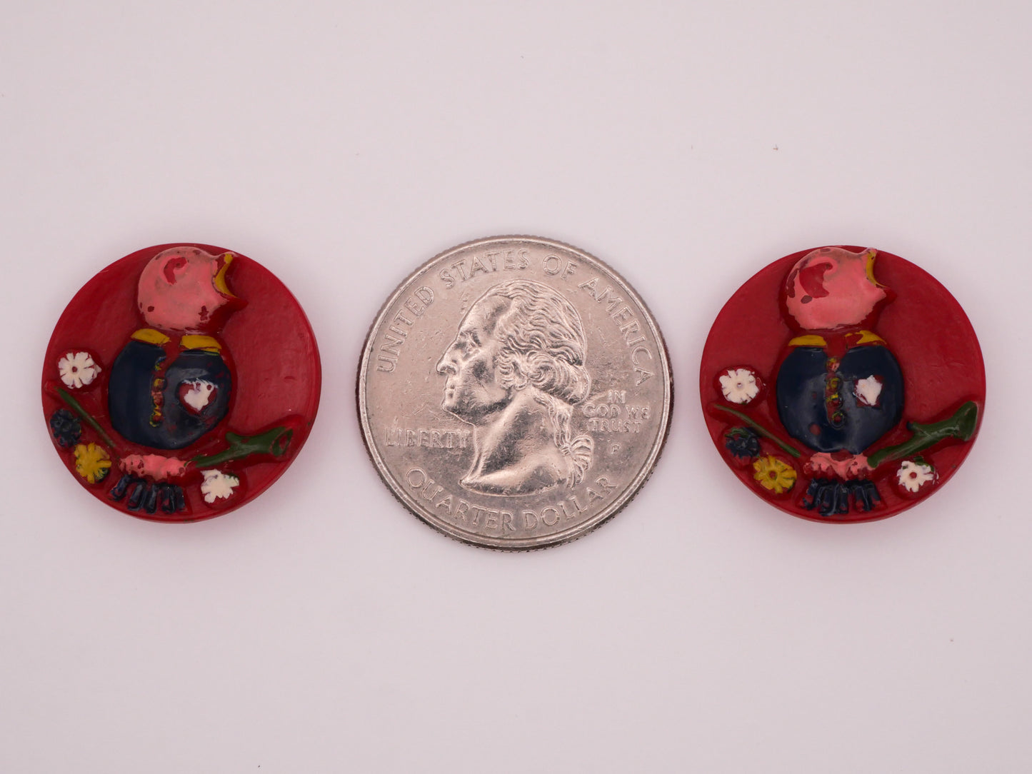 Bird Tweet Song Red Vintage Italian Plastic Button 21mm Various