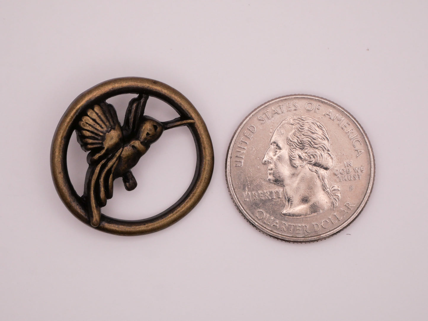 Hummingbird Circle Nicky Epstein Bronze Metal Back Mark Button 26mm