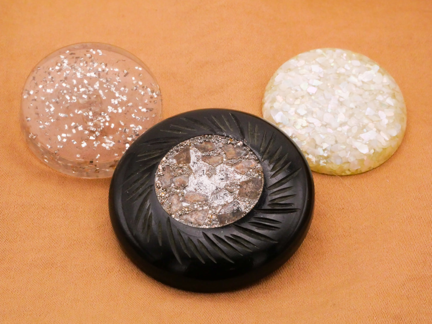 Glitter Shell Composite Early Plastic Button Various 28-38mm