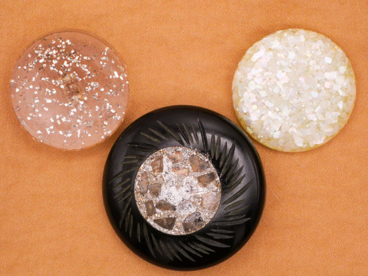 Glitter Shell Composite Early Plastic Button Various 28-38mm