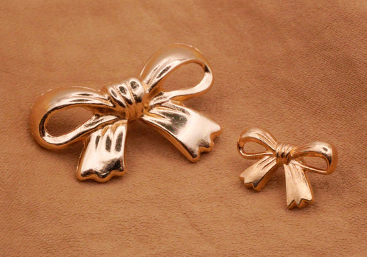 Bow Ribbon Soft Gold Metal Button Various 10-28mm