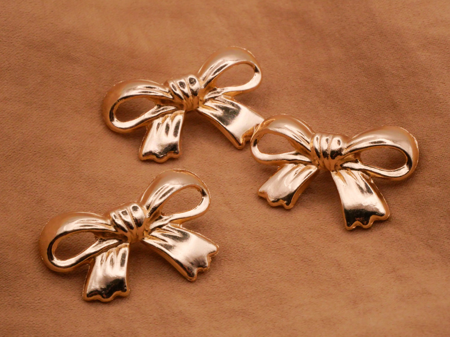 Bow Ribbon Soft Gold Metal Button Various 10-28mm