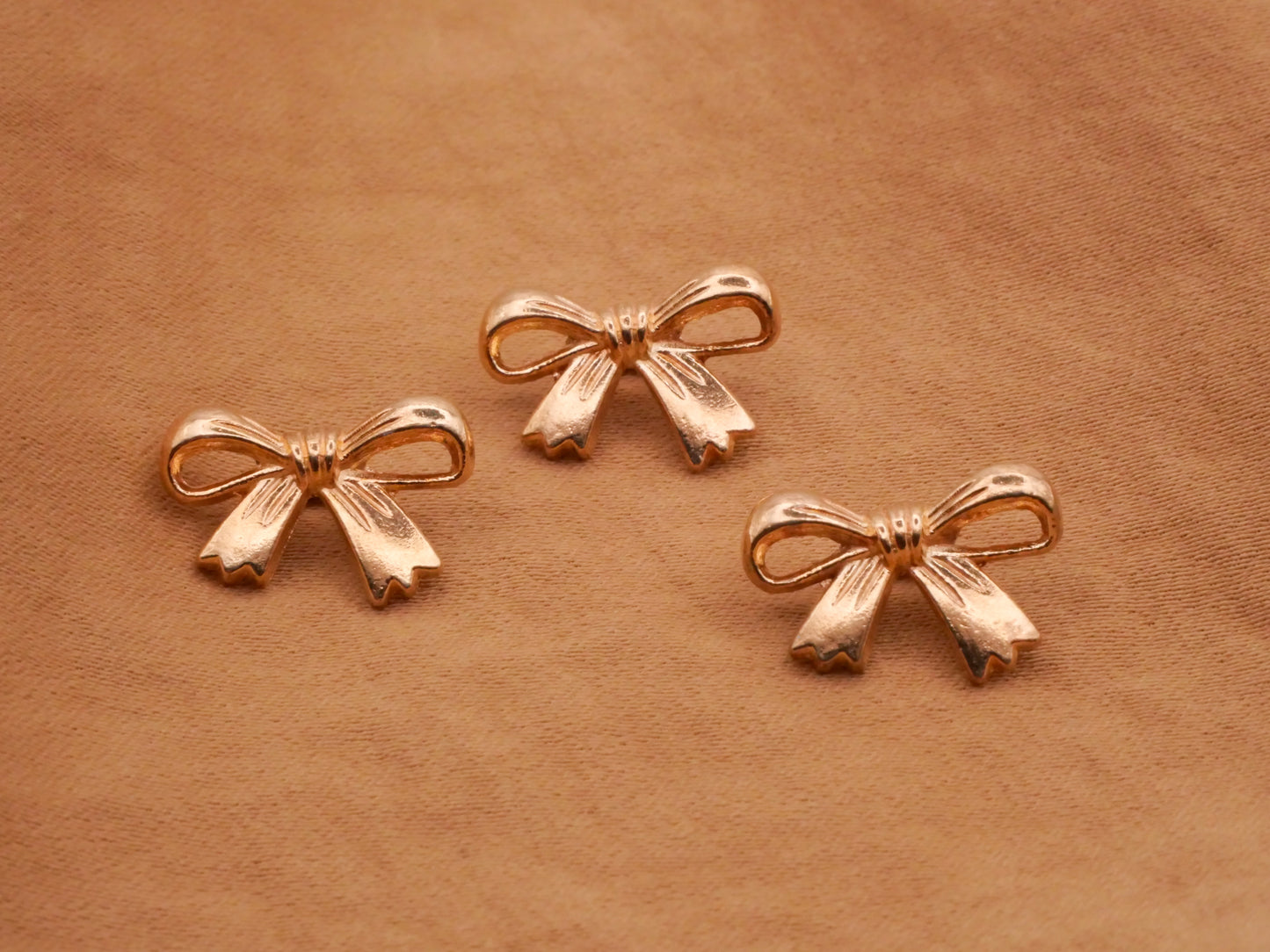 Bow Ribbon Soft Gold Metal Button Various 10-28mm