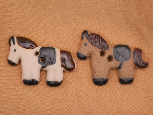 Horse Saddle Hand-Painted Ceramic Button Various 23x34mm