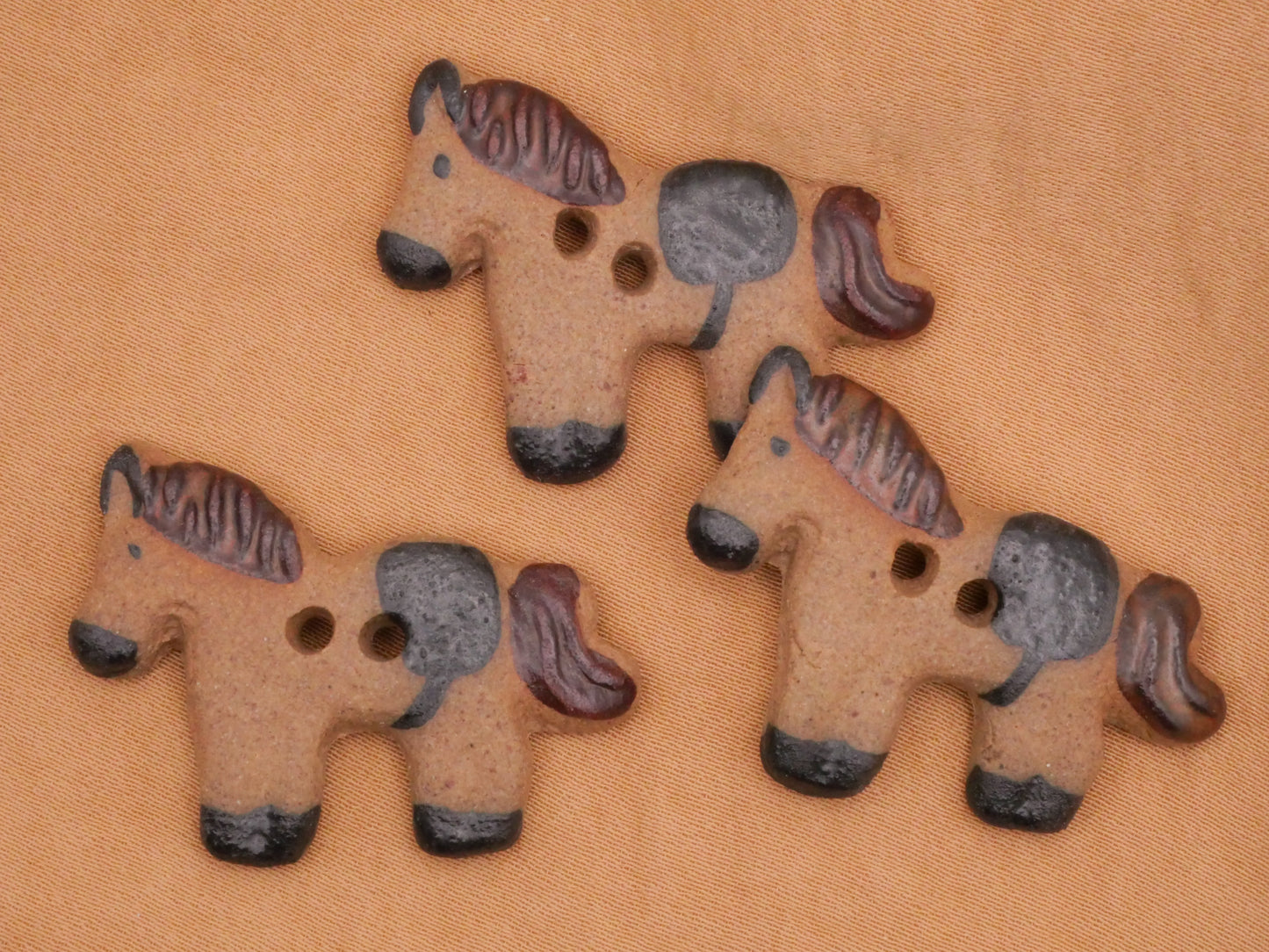 Horse Saddle Hand-Painted Ceramic Button Various 23x34mm